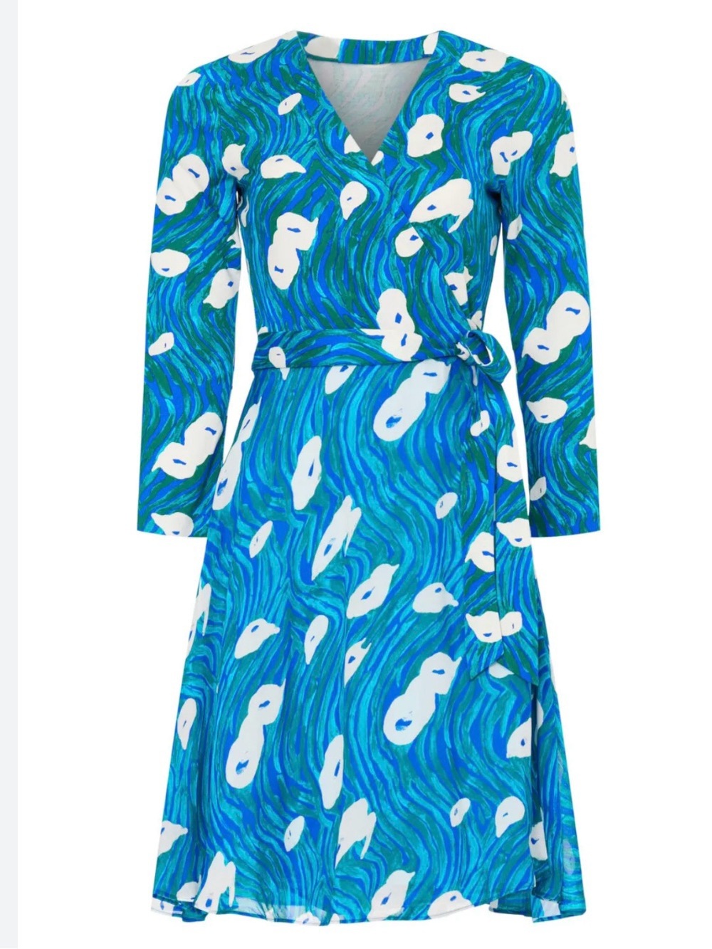 Diane von Furstenberg Julian Combo Silk Wrap Dress in Ocean Tide Quetzal Green M